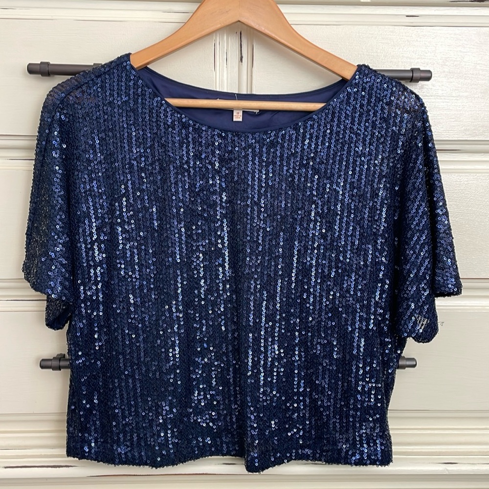 Blue sequin top